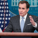 National Security Council spokesperson John Kirby speaks at a Friday afternoon press briefing.